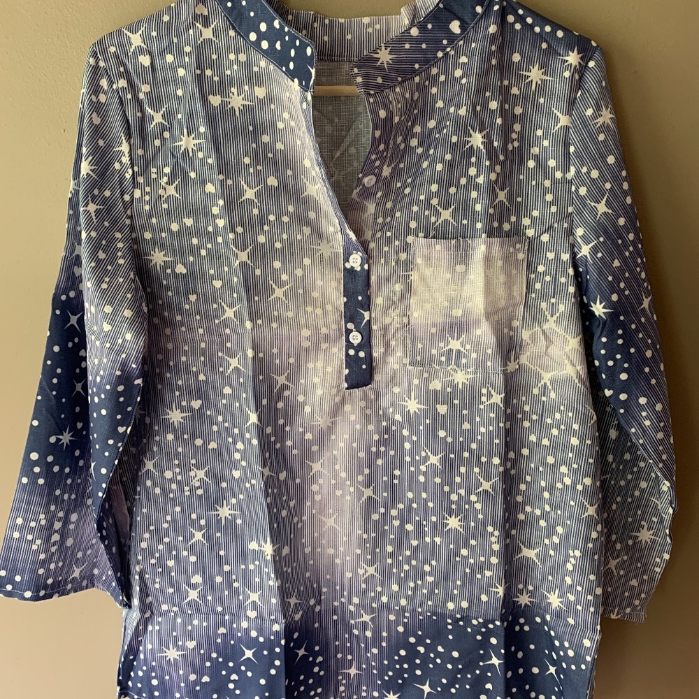 ladies blue/white henly top